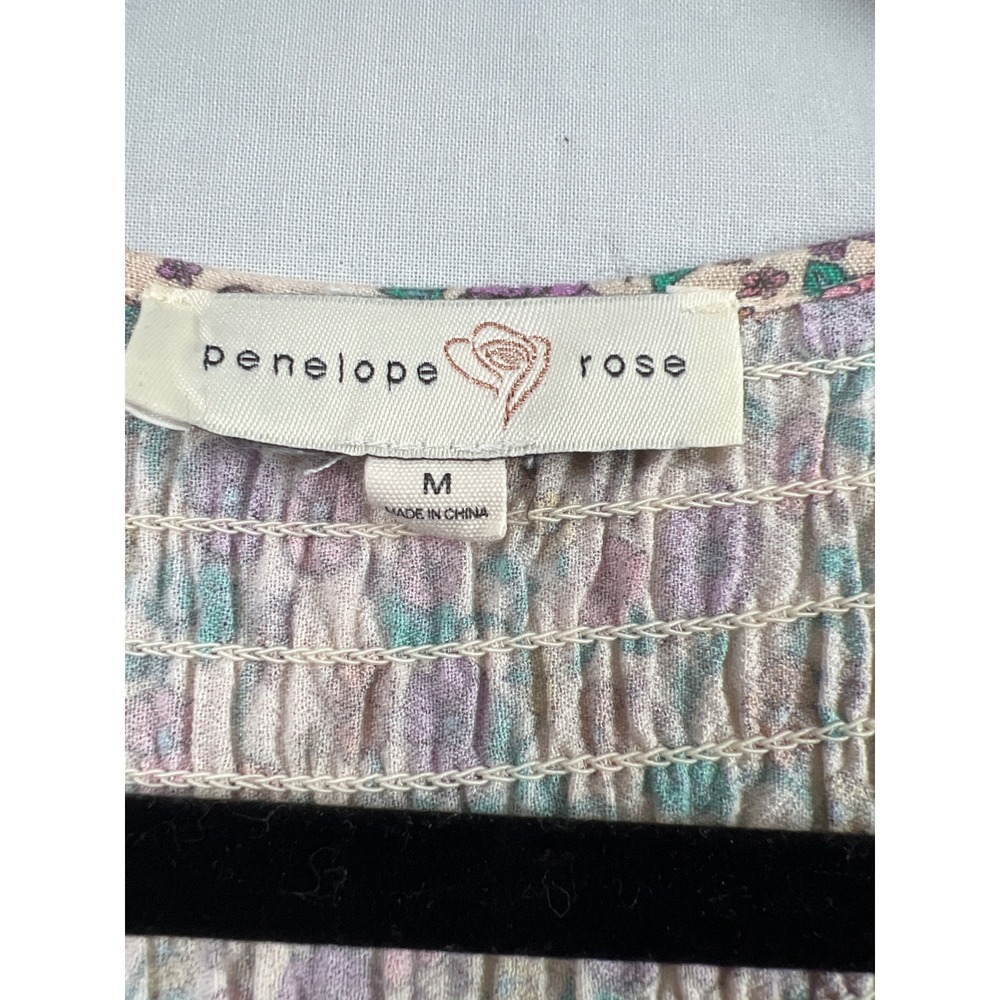 Penelope Rose Floral Maxi Dress Womens Medium Pink Smocked Tiered Cottagecore - Picture 2 of 10